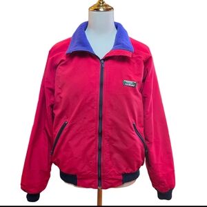 Vintage L.L.Bean Fleece Lined Bomber Jacket Red Purple Men’s Medium